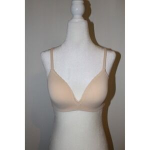 Samantha Chang New York Beige Lace Trim T-Shirt Bra 34B Nude Padded Wireless